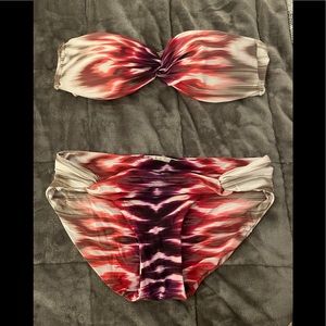 Carmen Marc Valvo tye dye ombré bandeau bikini